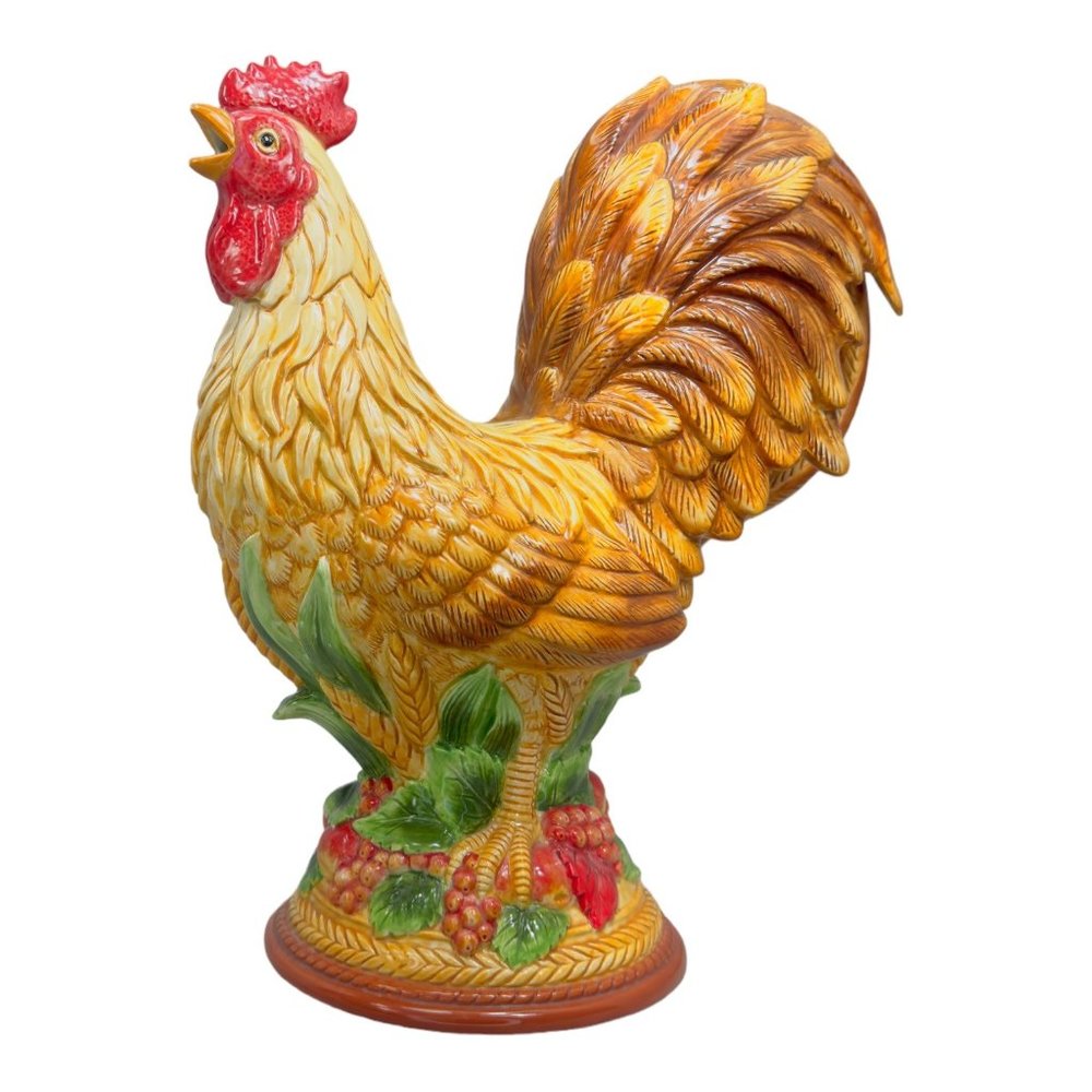 Fitz and Floyd Classics Gallo De Oro Porcelain Rooster Pitcher 13" EUC